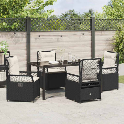 Trädgårdsmöbelset 5 pcs Svart konstrotting
