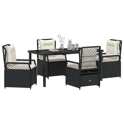Trädgårdsmöbelset 5 pcs Svart konstrotting