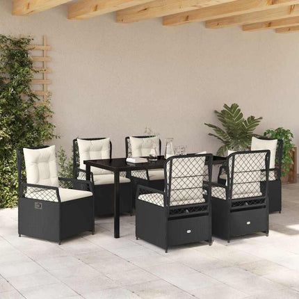 Trädgårdsmöbelset 7 pcs Svart konstrotting