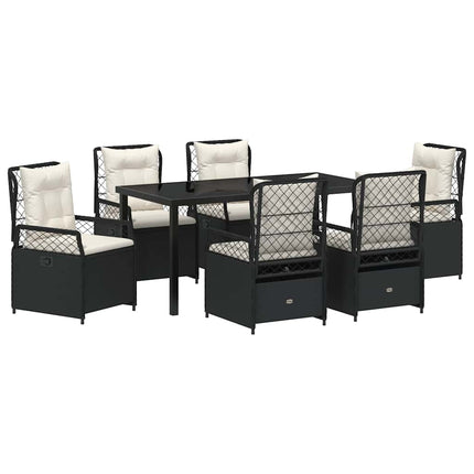 Trädgårdsmöbelset 7 pcs Svart konstrotting