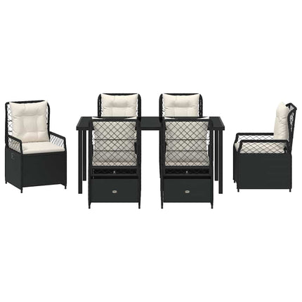 Trädgårdsmöbelset 7 pcs Svart konstrotting