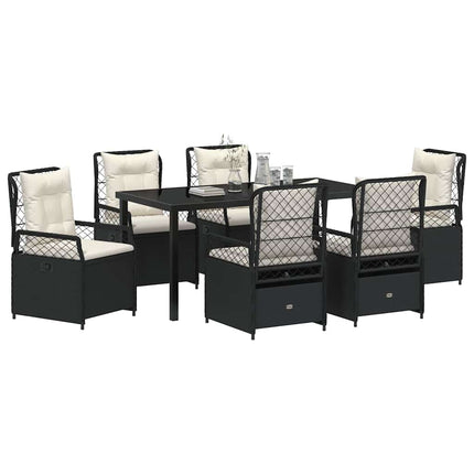 Trädgårdsmöbelset 7 pcs Svart konstrotting