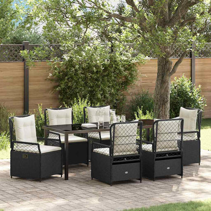 Trädgårdsmöbelset 7 pcs Svart konstrotting