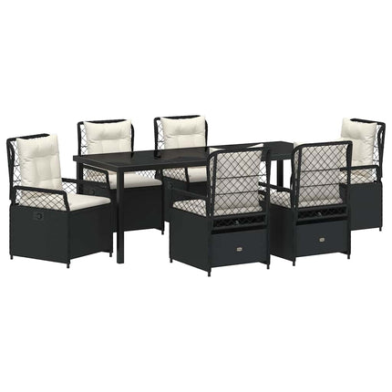 Trädgårdsmöbelset 7 pcs Svart konstrotting