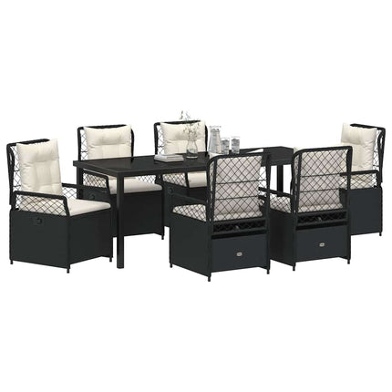Trädgårdsmöbelset 7 pcs Svart konstrotting