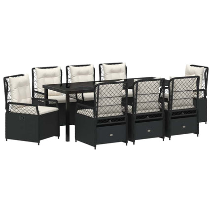 Trädgårdsmöbelset 9 pcs Svart konstrotting