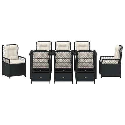 Trädgårdsmöbelset 9 pcs Svart konstrotting