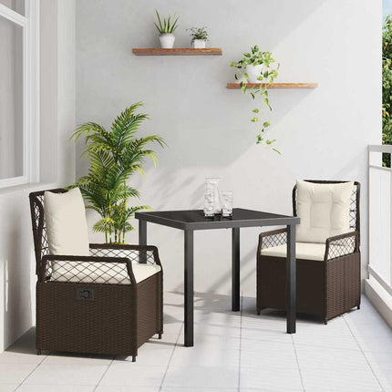 Trädgårdsmöbelset 3 pcs Brun konstrotting