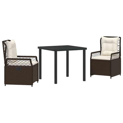 Trädgårdsmöbelset 3 pcs Brun konstrotting