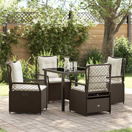 Trädgårdsmöbelset 5 pcs Brun konstrotting