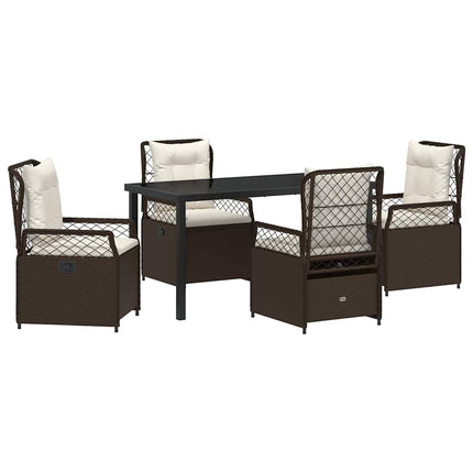 Trädgårdsmöbelset 5 pcs Brun konstrotting