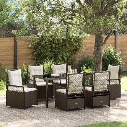 Trädgårdsmöbelset 7 pcs Brun konstrotting