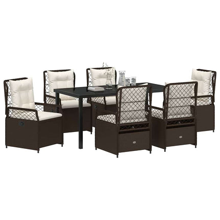 Trädgårdsmöbelset 7 pcs Brun konstrotting