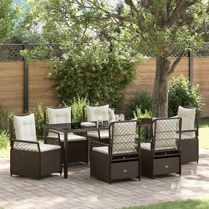 Trädgårdsmöbelset 7 pcs Brun konstrotting