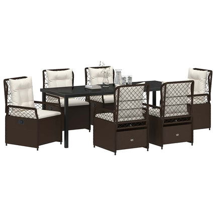 Trädgårdsmöbelset 7 pcs Brun konstrotting