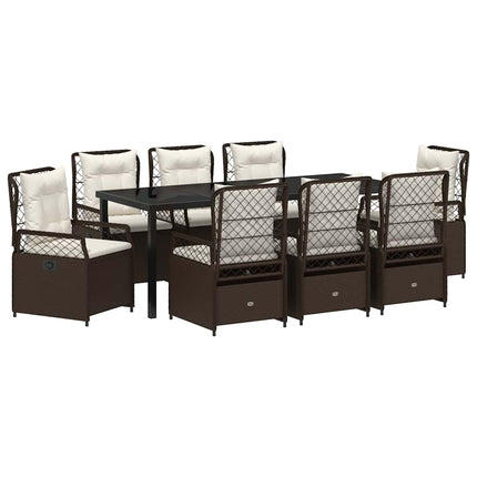 Trädgårdsmöbelset 9 pcs Brun konstrotting