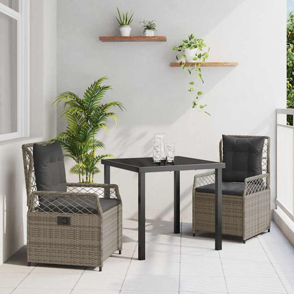 Trädgårdsmöbelset 3 pcs Grå konstrotting