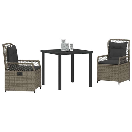 Trädgårdsmöbelset 3 pcs Grå konstrotting