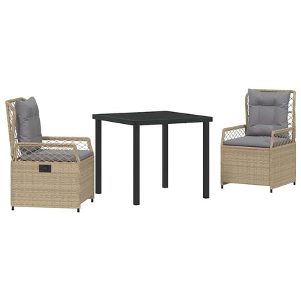 Trädgårdsmöbelset 3 pcs Beige och Ljusgrå konstrotting