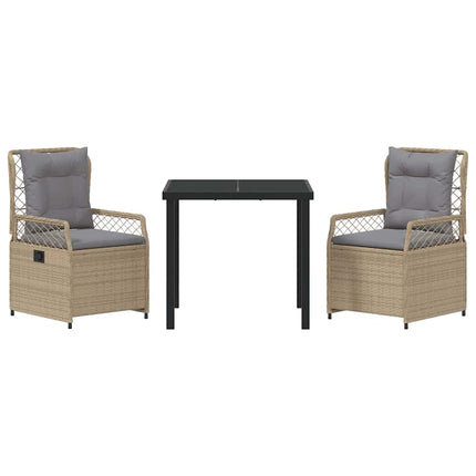 Trädgårdsmöbelset 3 pcs Beige och Ljusgrå konstrotting