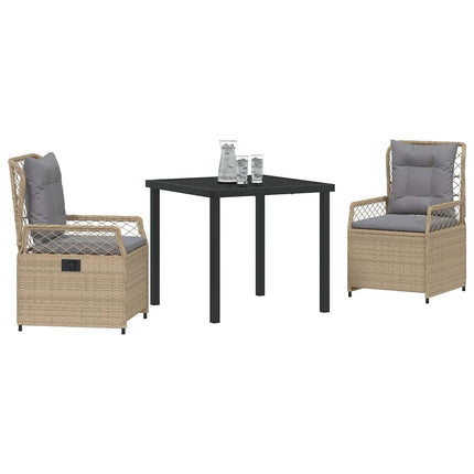 Trädgårdsmöbelset 3 pcs Beige och Ljusgrå konstrotting