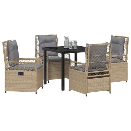 Trädgårdsmöbelset 5 pcs Beige och Ljusgrå konstrotting