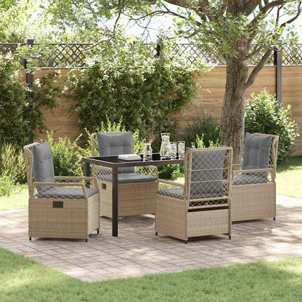 Trädgårdsmöbelset 5 pcs Beige och Ljusgrå konstrotting