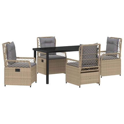 Trädgårdsmöbelset 5 pcs Beige och Ljusgrå konstrotting