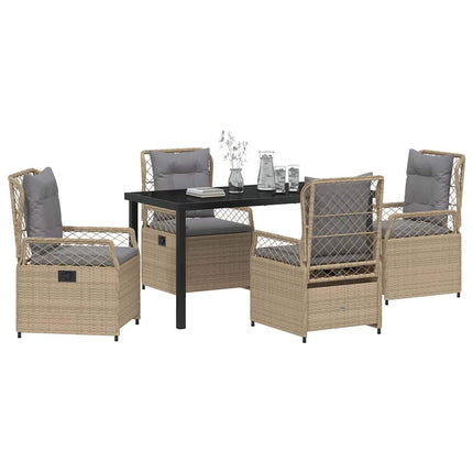 Trädgårdsmöbelset 5 pcs Beige och Ljusgrå konstrotting