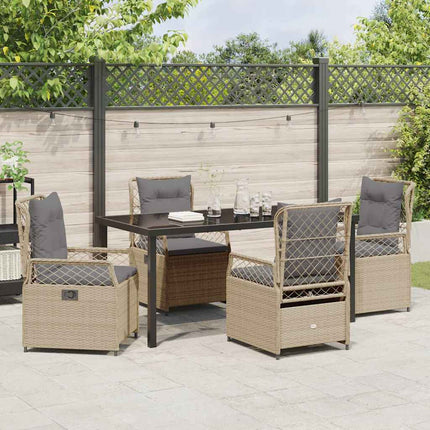 Trädgårdsmöbelset 5 pcs Beige och Ljusgrå konstrotting