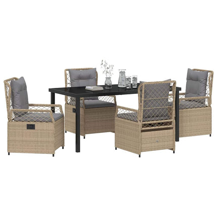 Trädgårdsmöbelset 5 pcs Beige och Ljusgrå konstrotting