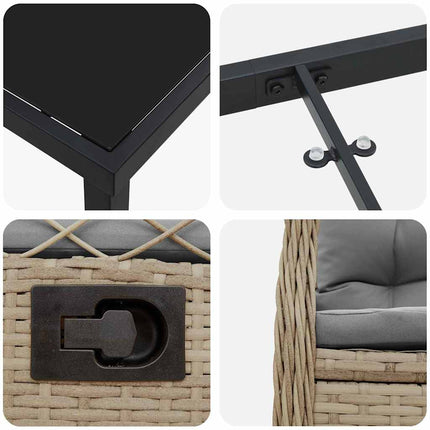 Trädgårdsmöbelset 7 pcs Beige och Ljusgrå konstrotting