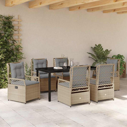 Trädgårdsmöbelset 7 pcs Beige och Ljusgrå konstrotting