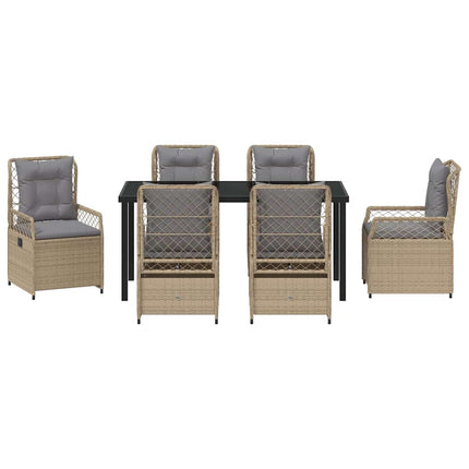 Trädgårdsmöbelset 7 pcs Beige och Ljusgrå konstrotting