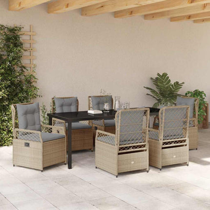 Trädgårdsmöbelset 7 pcs Beige och Ljusgrå konstrotting