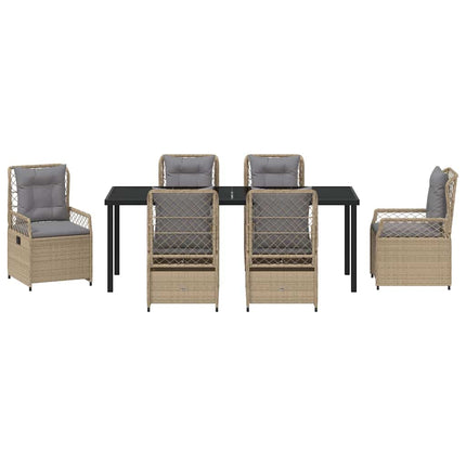 Trädgårdsmöbelset 7 pcs Beige och Ljusgrå konstrotting