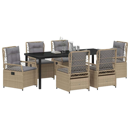 Trädgårdsmöbelset 7 pcs Beige och Ljusgrå konstrotting