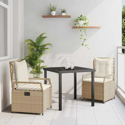 Trädgårdsmöbelset 3 pcs Beige och krämvit konstrotting