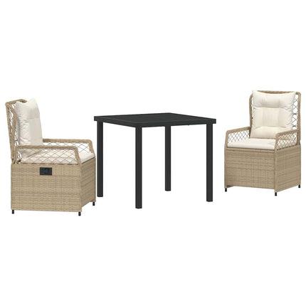 Trädgårdsmöbelset 3 pcs Beige och krämvit konstrotting