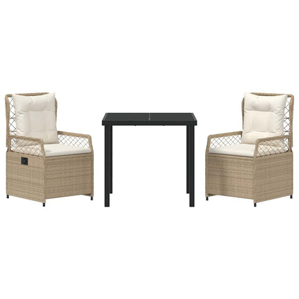 Trädgårdsmöbelset 3 pcs Beige och krämvit konstrotting