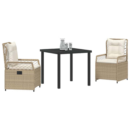 Trädgårdsmöbelset 3 pcs Beige och krämvit konstrotting