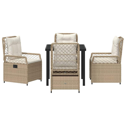 Trädgårdsmöbelset 5 pcs Beige och krämvit konstrotting