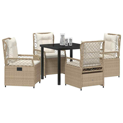 Trädgårdsmöbelset 5 pcs Beige och krämvit konstrotting