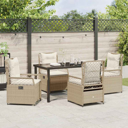 Trädgårdsmöbelset 5 pcs Beige och krämvit konstrotting