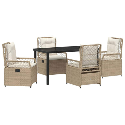 Trädgårdsmöbelset 5 pcs Beige och krämvit konstrotting