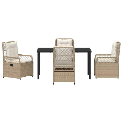 Trädgårdsmöbelset 5 pcs Beige och krämvit konstrotting