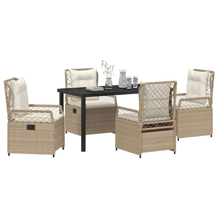 Trädgårdsmöbelset 5 pcs Beige och krämvit konstrotting