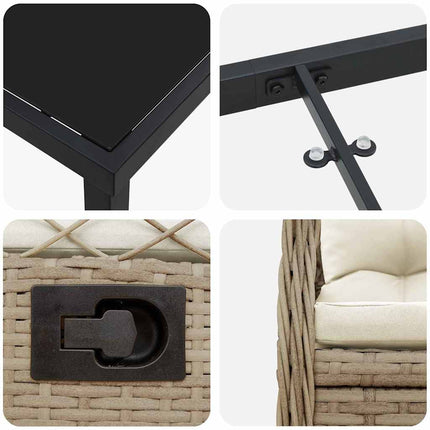 Trädgårdsmöbelset 5 pcs Beige och krämvit konstrotting