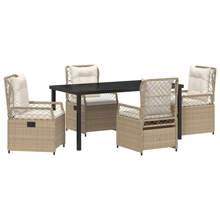 Trädgårdsmöbelset 5 pcs Beige och krämvit konstrotting
