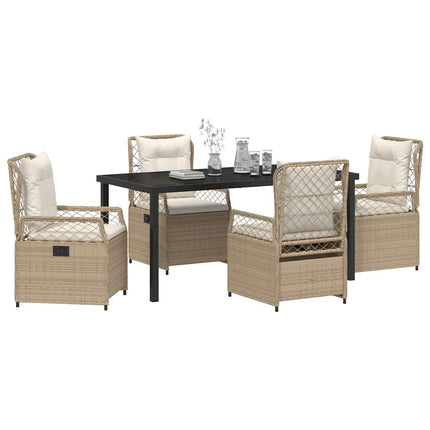 Trädgårdsmöbelset 5 pcs Beige och krämvit konstrotting